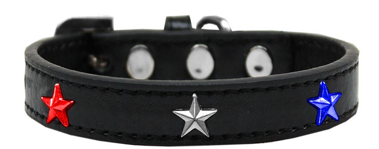 Red, White and Blue Stars Widget Dog Collar Black Size 12